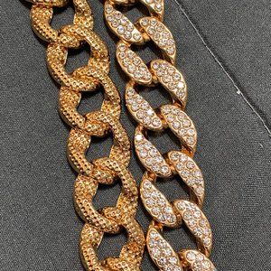 Gold Tone Cubic Zirconia Hip Hop 24 Inch Chain